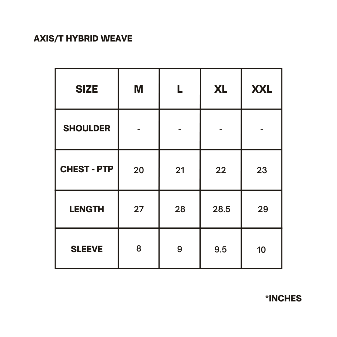 Axis/T: Hybrid Weave Over-dyed Finish.